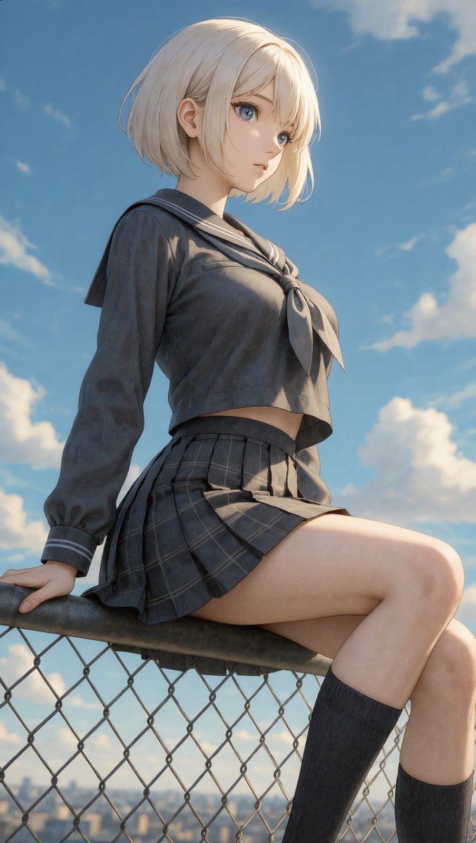 AI Prompt for Rooftop Girl Illustration with Longing and Liberation