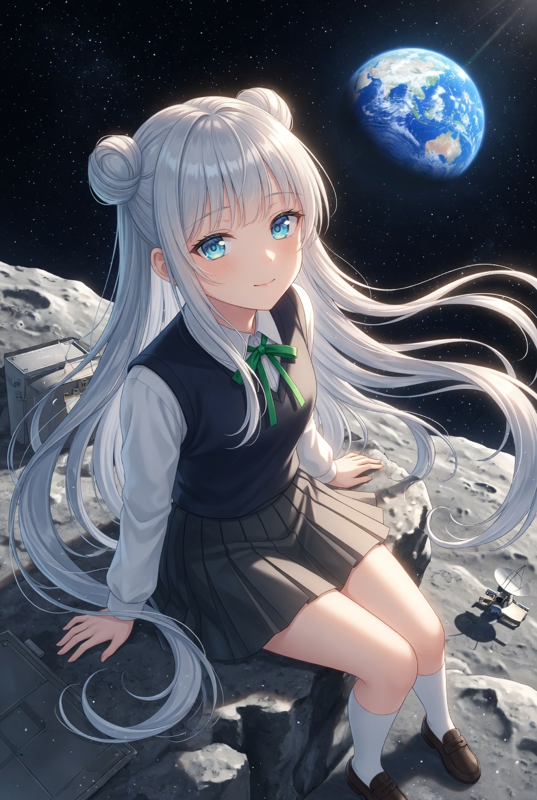 AI Prompt for Sci-Fi Anime Schoolgirl Character on the Moon