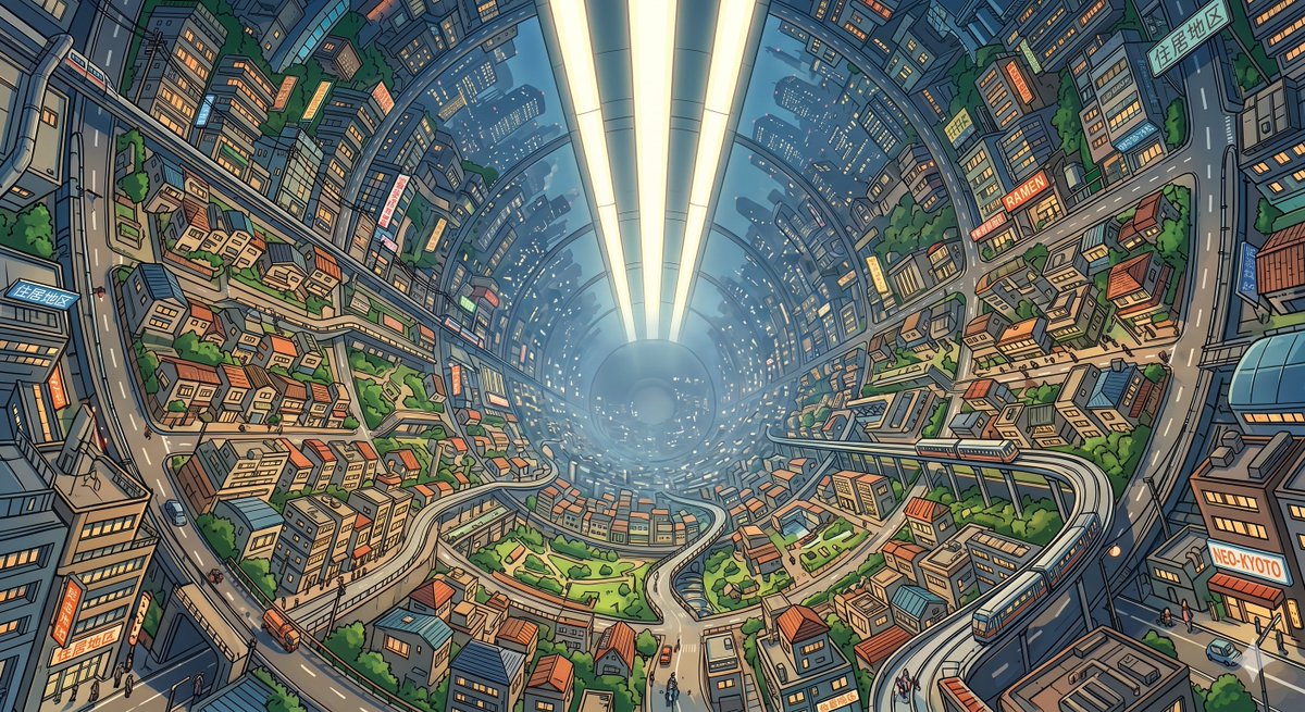 AI Prompt for Sci-Fi O'Neill Cylinder Cityscape