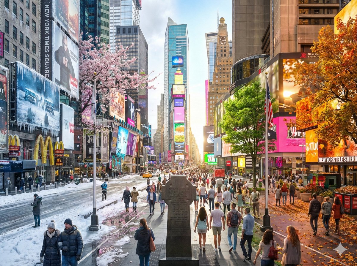 AI Prompt for Seamless Seasonal Cityscape Illustration