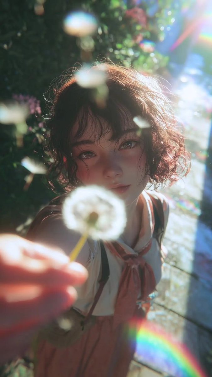 AI Prompt for Semi-Realistic Anime Portrait with Dandelion - Close-Up Portrait