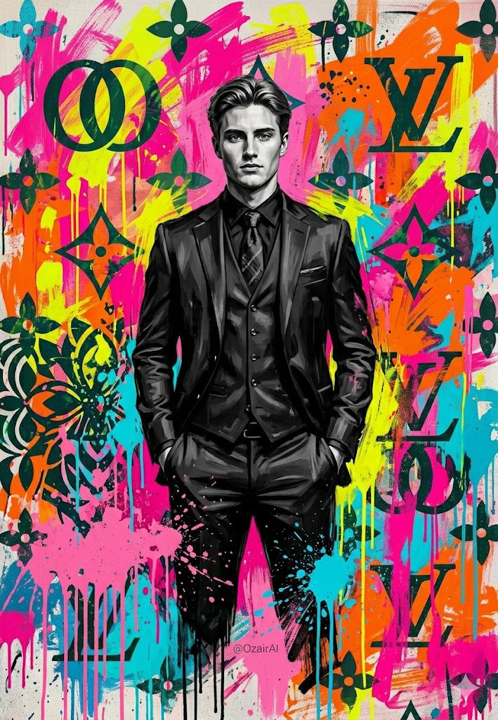 AI Prompt for Semi-Realistic Pop-Art Graffiti Portrait of Young Man