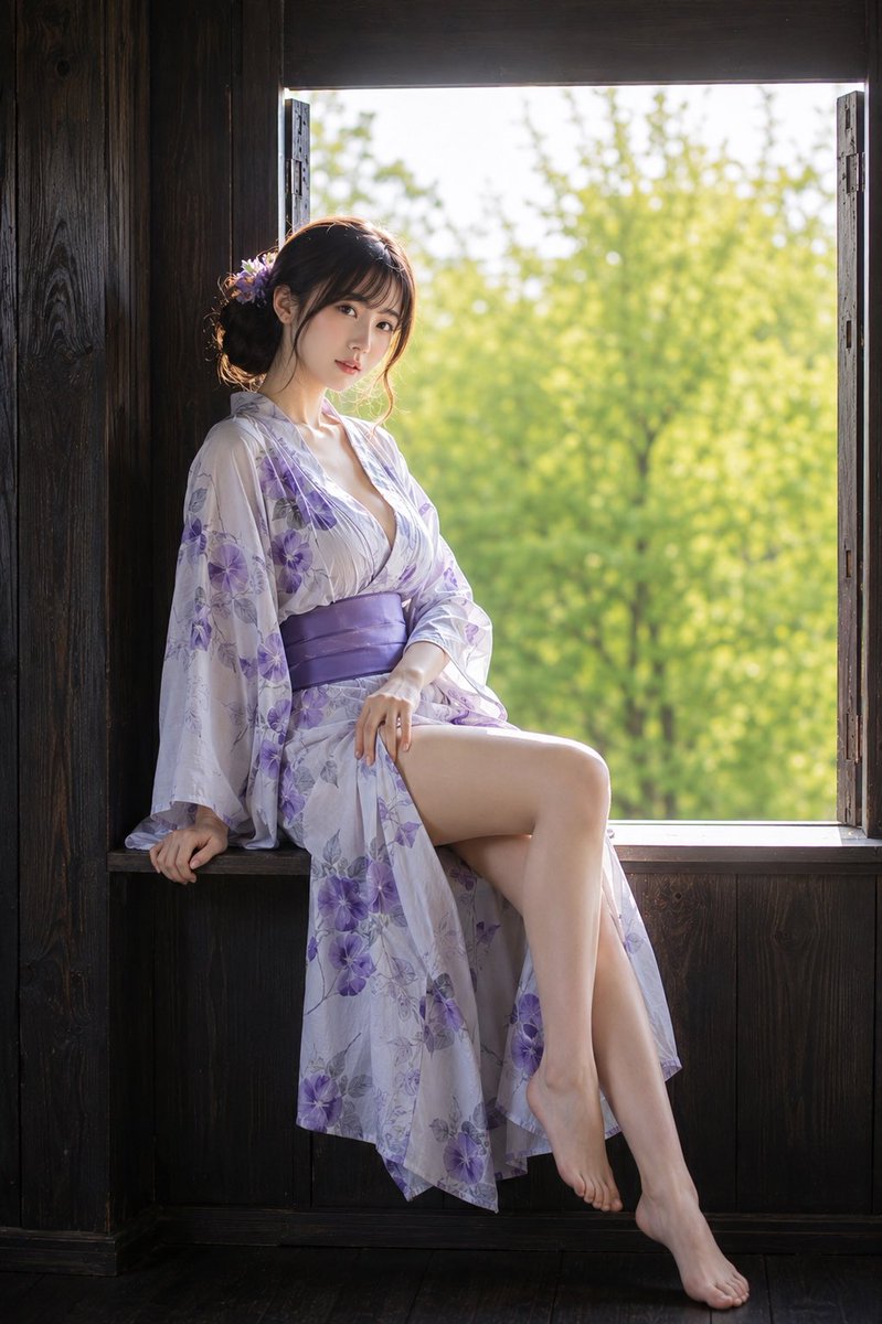 AI Prompt for Serene Japanese Yukata Portrait with Architectural Background