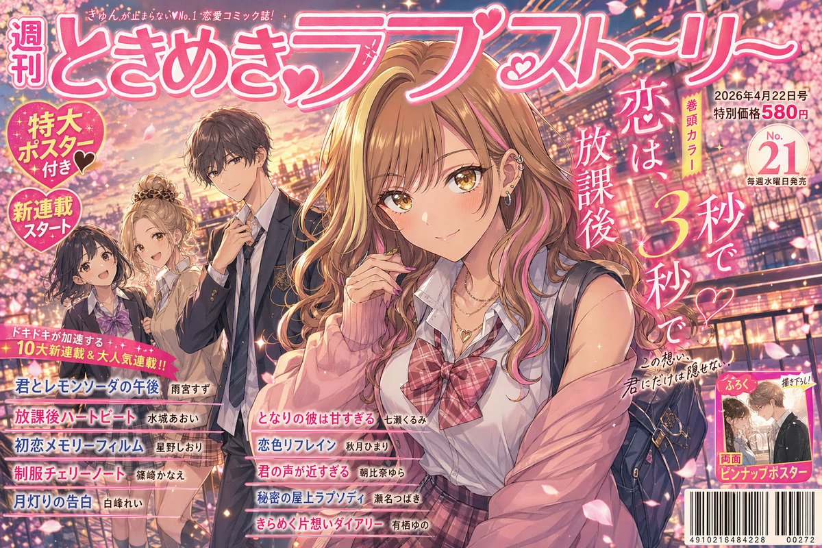 AI Prompt for Shoujo Manga Magazine Cover Art with Multiple Characters