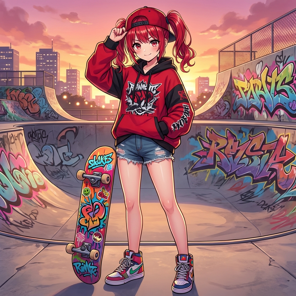 AI Prompt for Skater Girl Illustration