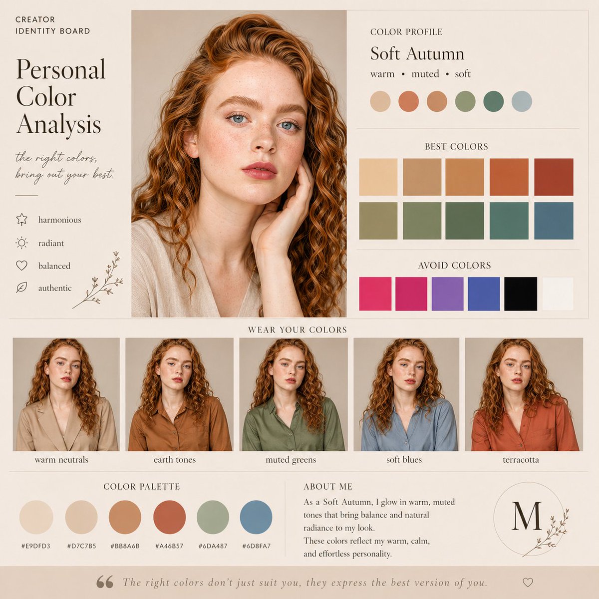 AI Prompt for Soft Autumn Personal Color Board