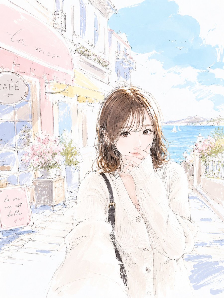 AI Prompt for Soft Sketch Style Coastal Illustrations