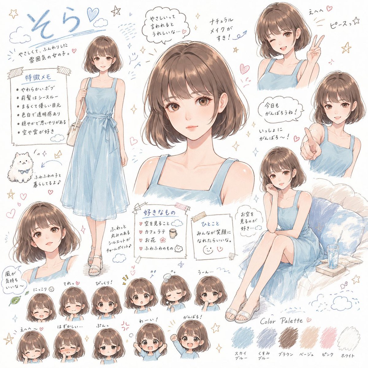 AI Prompt for Soft Watercolor Anime-Style Character Reference Sheets