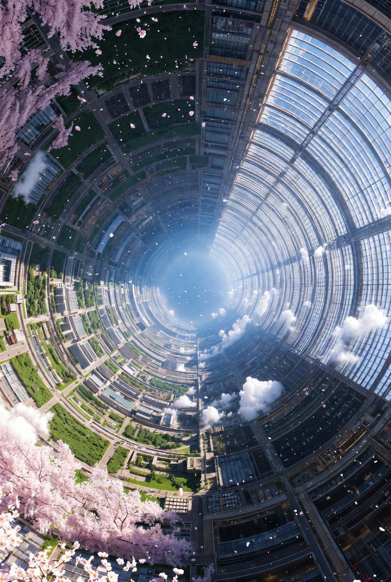 AI Prompt for Space Colony Cherry Blossom Interior