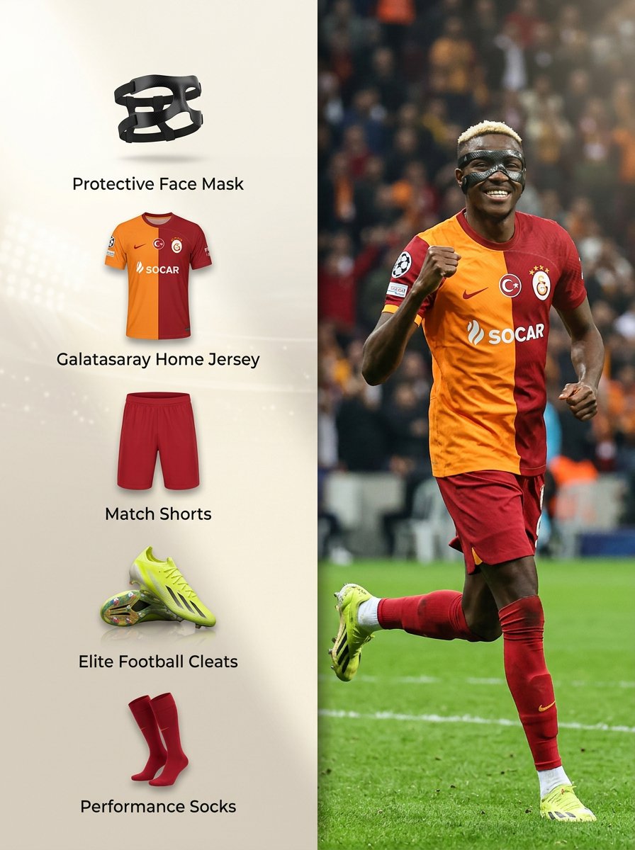 AI Prompt for Sports Equipment Infographic Layout Design with Football Player
