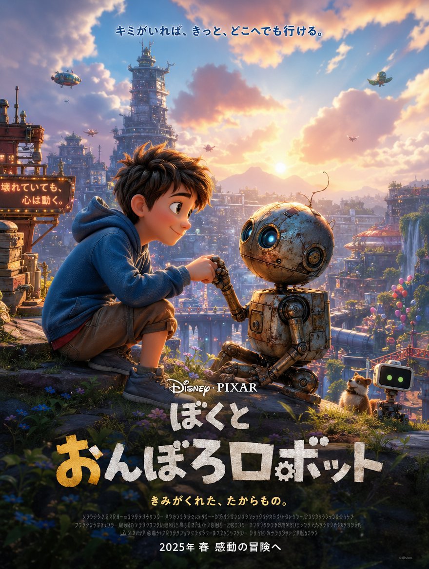 AI Prompt for Steampunk Robot Character Poster in 3D Japanese Style
