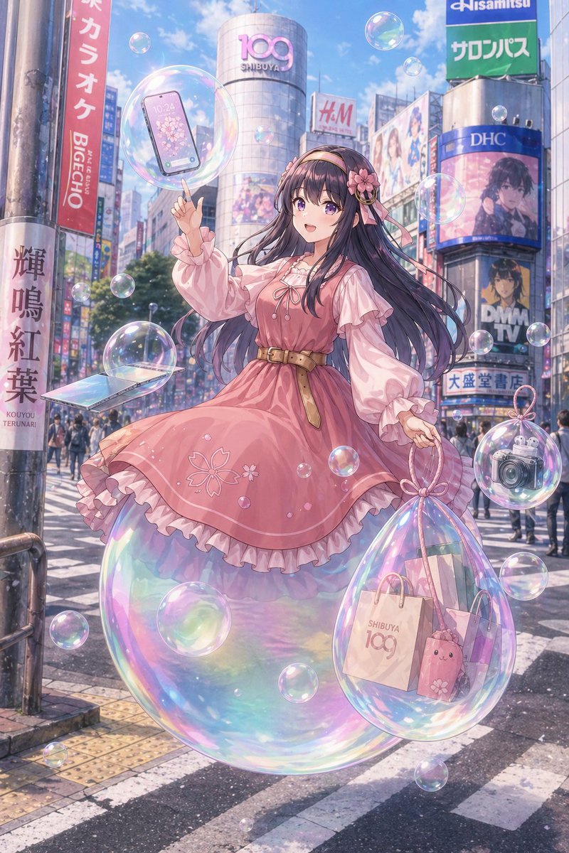 AI Prompt for Stylish Anime Girl in Tokyo Cityscape