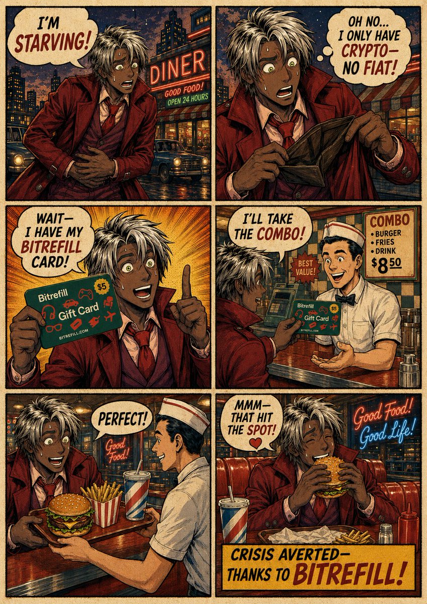 AI Prompt for Stylish Retro Comic Ad with Bitrefill Gift Card