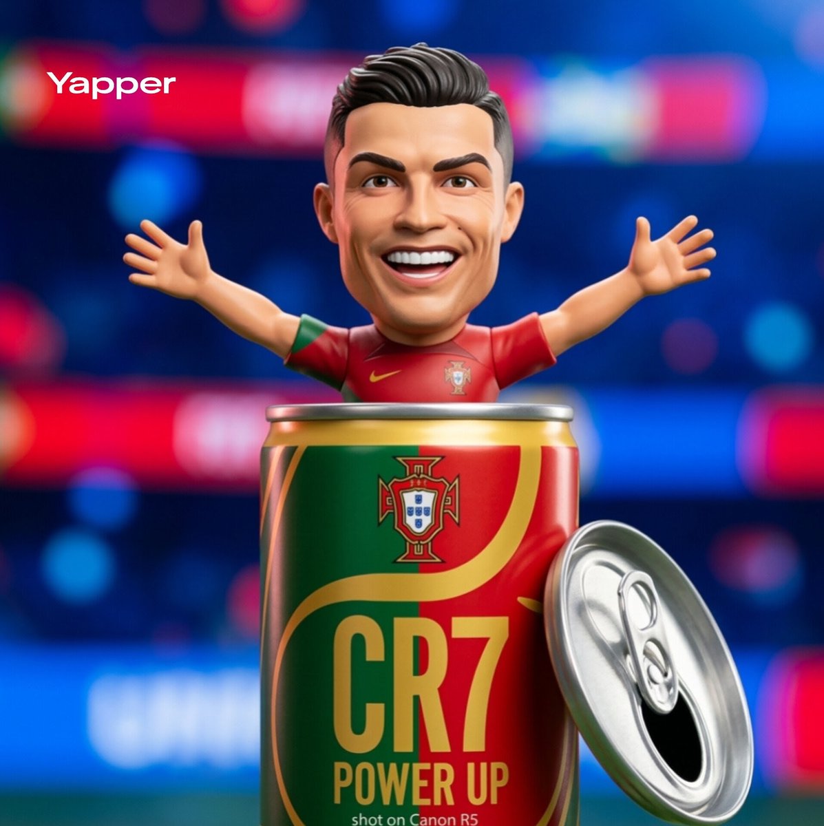 AI Prompt for Stylized Football Character Emerging from Energy Drink Can