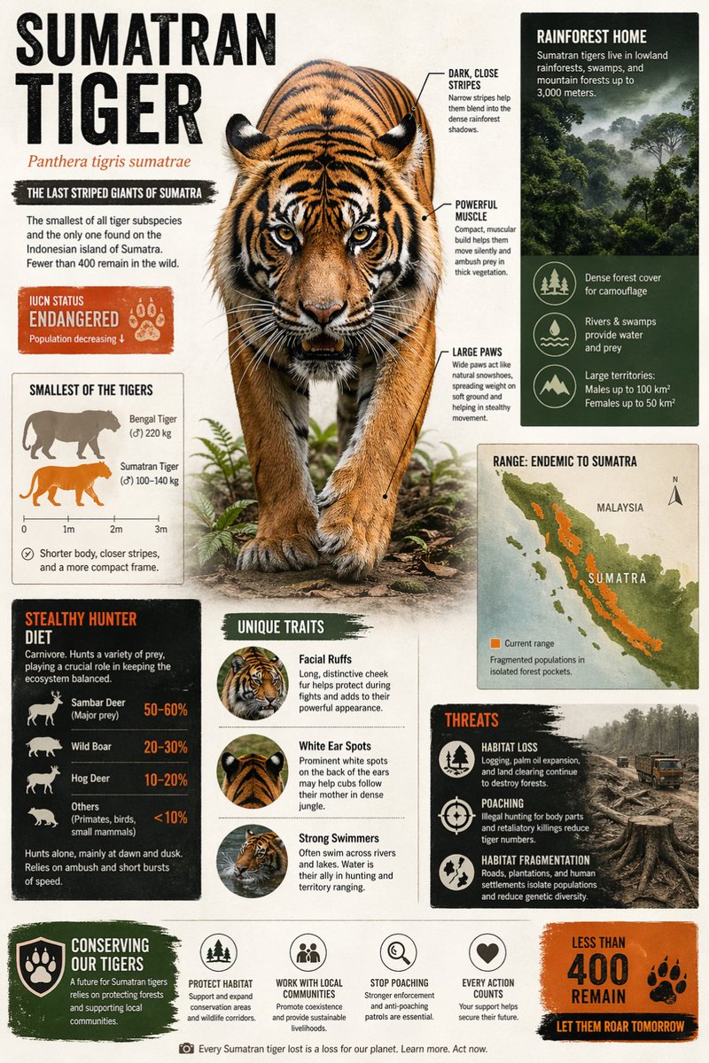 AI Prompt for Sumatran Tiger Wildlife Infographic Poster