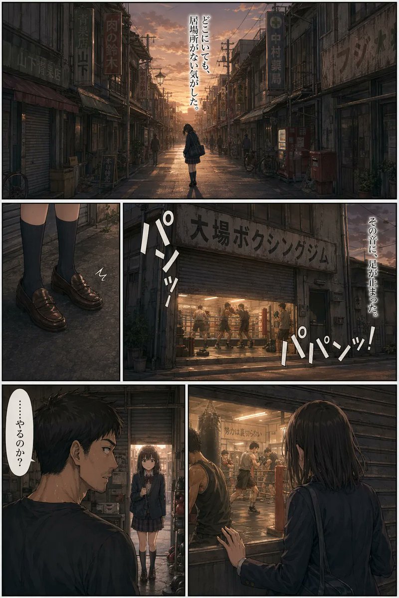 AI Prompt for Sunset Boxing Gym Anime Scene