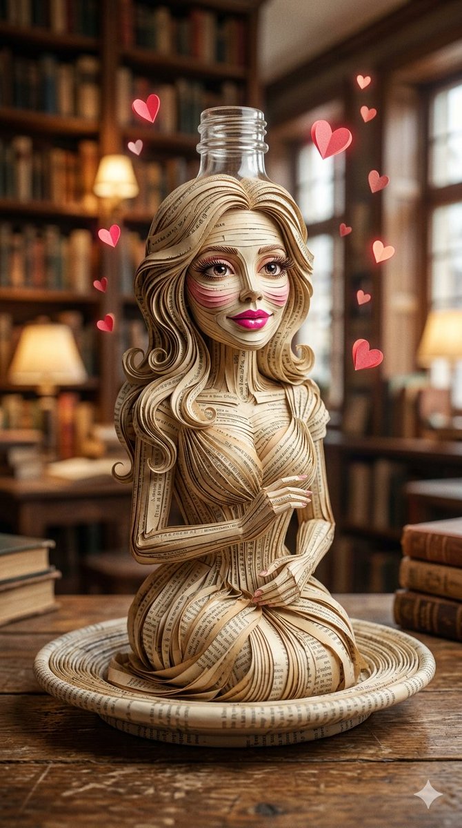 AI Prompt for Surreal Book Page Humanoid Figure with Vintage Library Setting