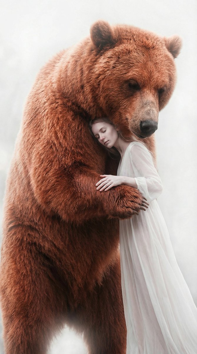 AI Prompt for Surreal Couple Portrait with Red Bear