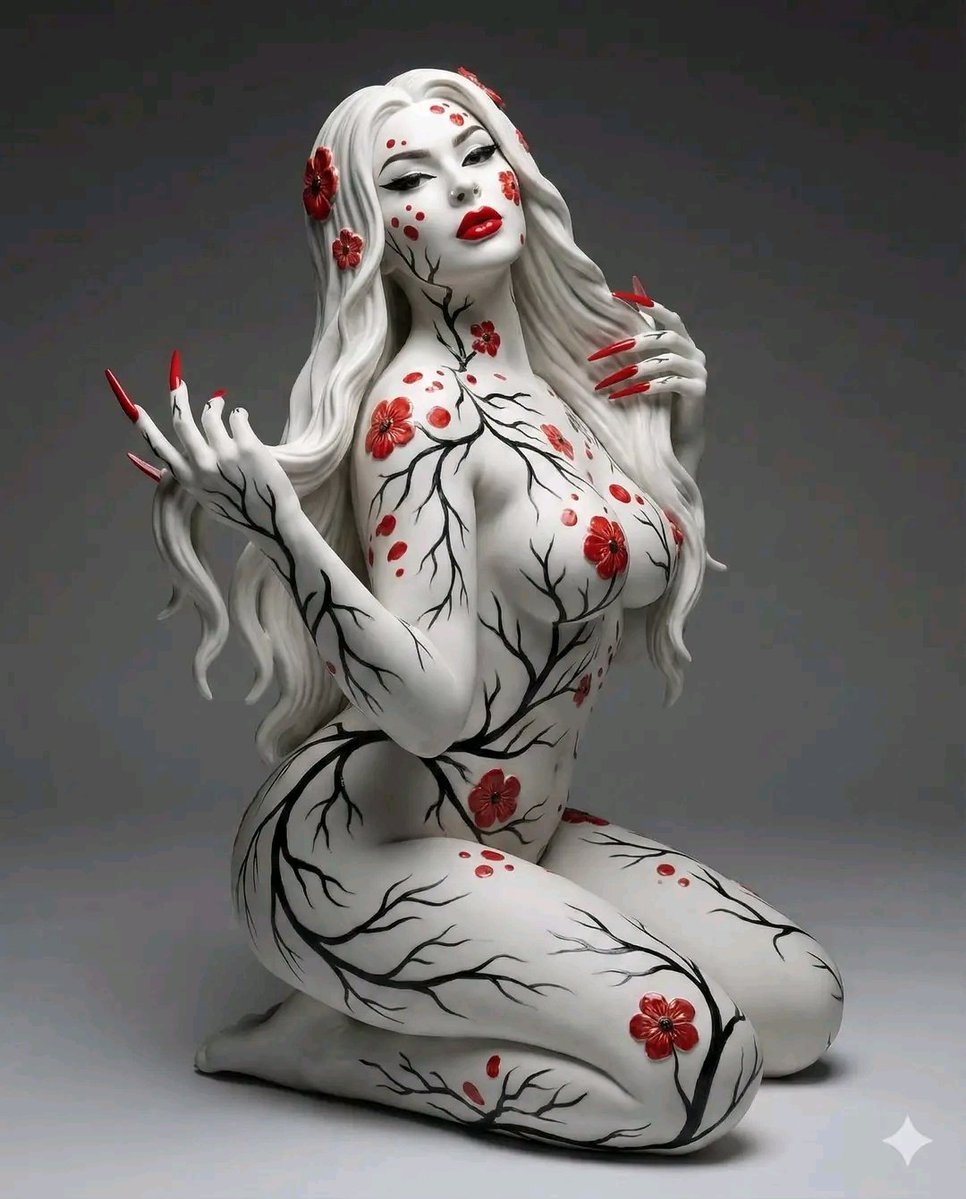 AI Prompt for Surreal Digital Sculpture - Porcelain Flora Figure