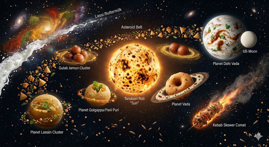 AI Prompt for Surreal Indian Street Food Galaxy Art