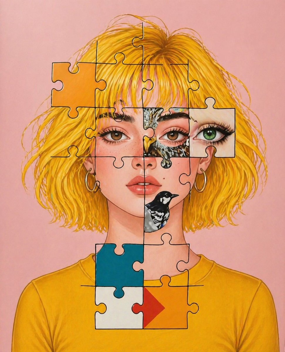 AI Prompt for Surreal Jigsaw Portrait Illustration