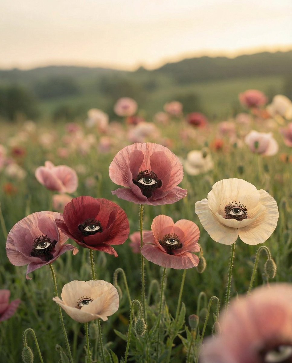 AI Prompt for Surreal Poppies with Eyes illustration