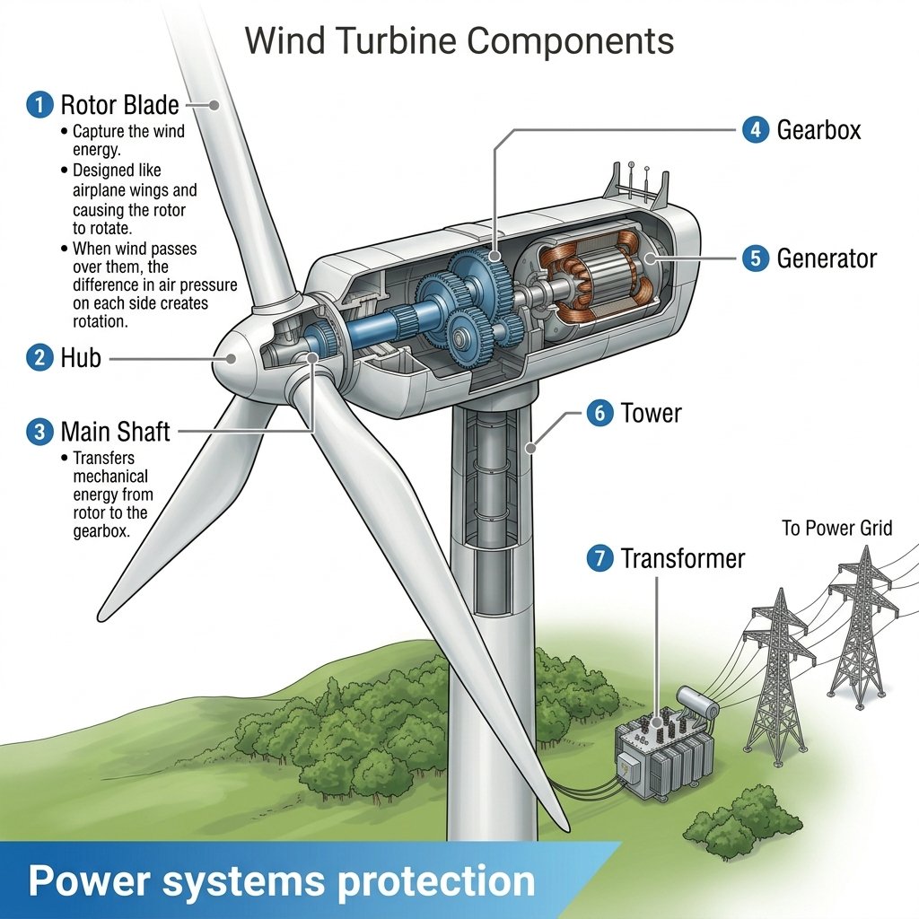 AI Prompt for Technical 3D Wind Turbine Schematic Illustration