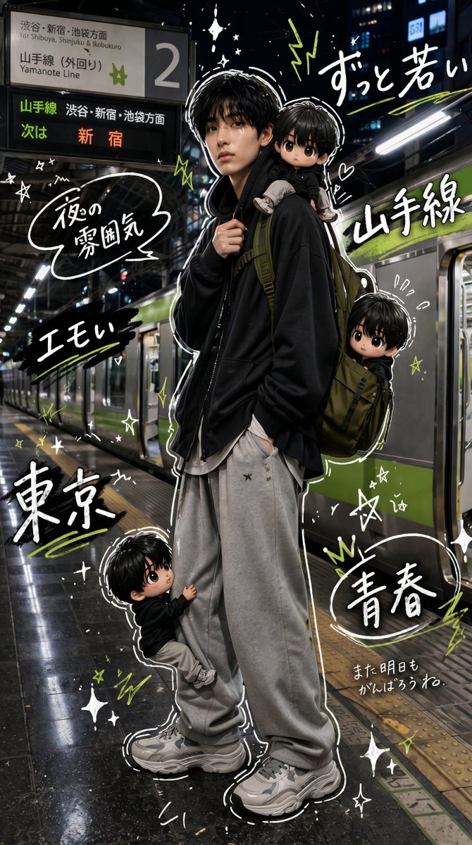 AI Prompt for Tokyo-Style Fashion Poster with Chibi Companions and Japanese Typography