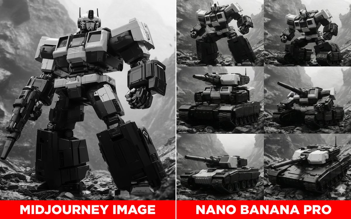 AI Prompt for Transformer Robot to Tank Transition Image