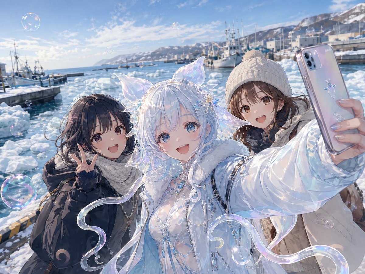 AI Prompt for Translucent Clione Girl Winter Landscape Anime Art