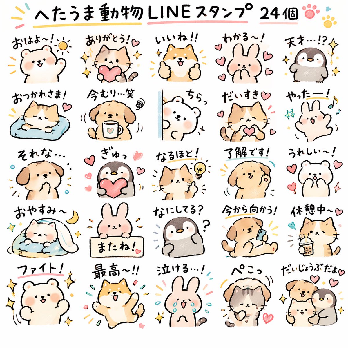 AI Prompt for Trendy Hand-Drawn Animal Stickers