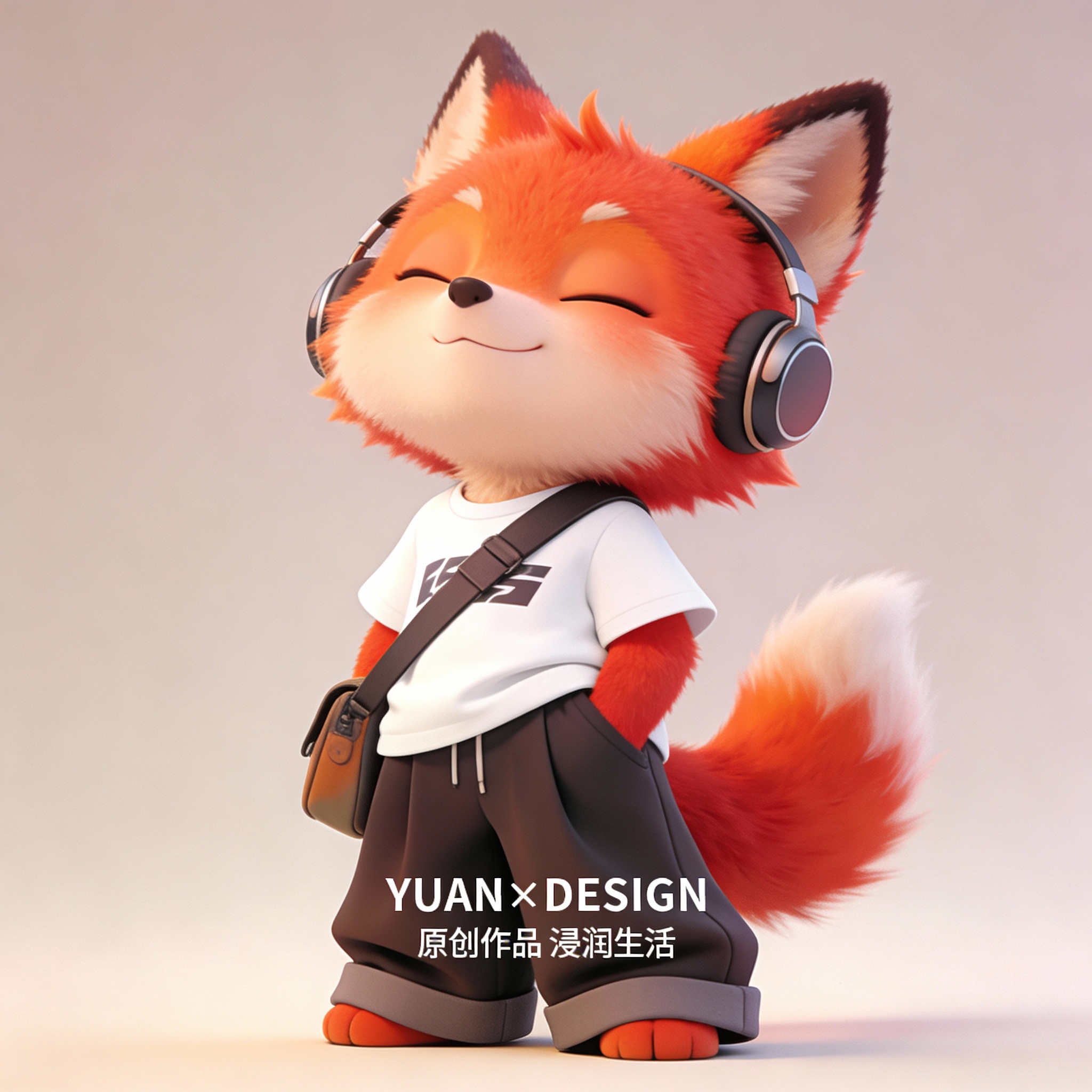 AI Prompt for Trendy Little Fox Character Design: Chibi Fox Illustration with Stylish Clothing