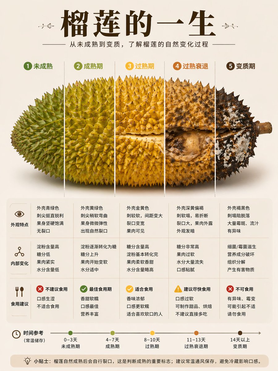 AI Prompt for Tropical Fruit Infographic Design - Durian Ripening Lifecycle