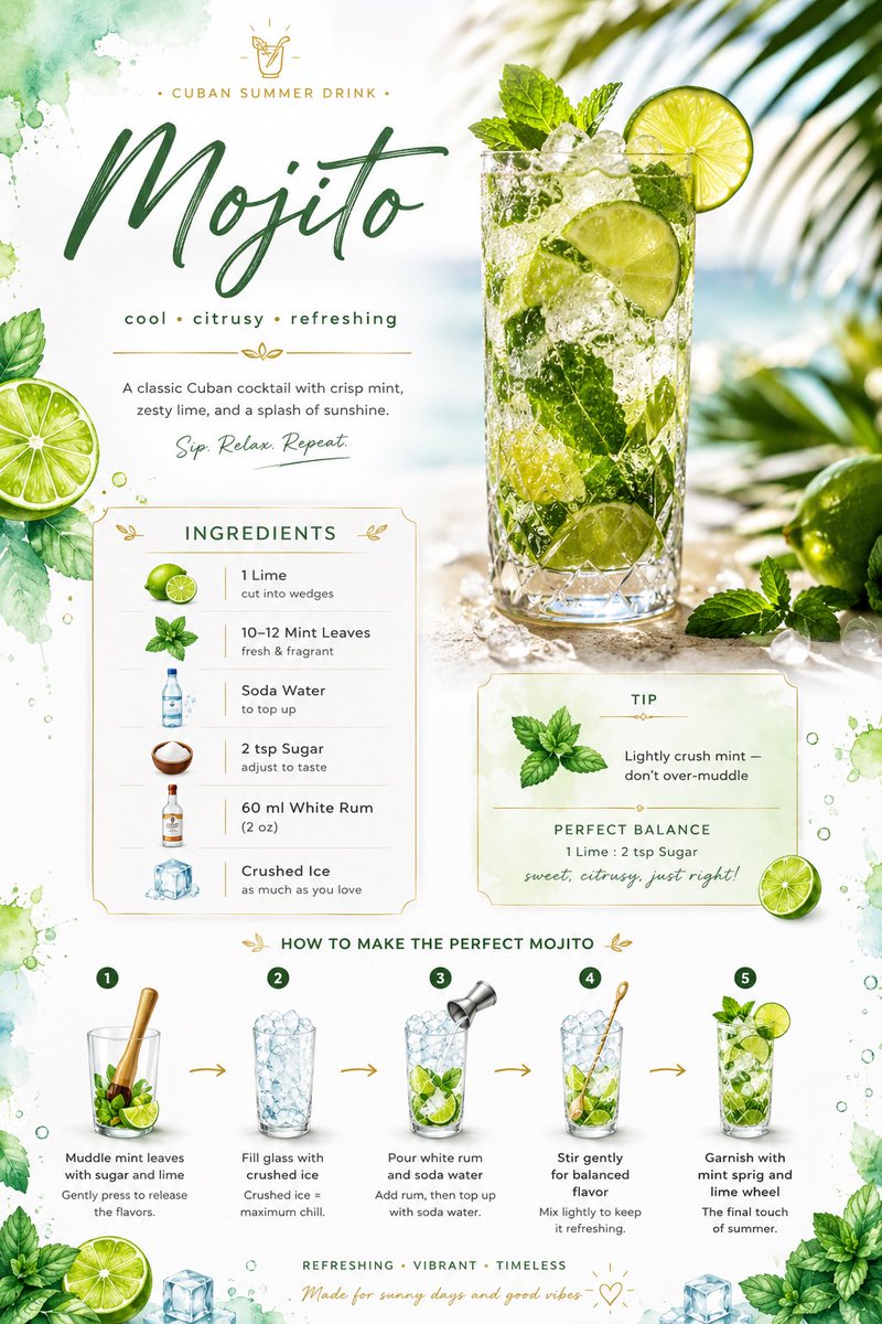 AI Prompt for Tropical Luxury Cocktail Infographic