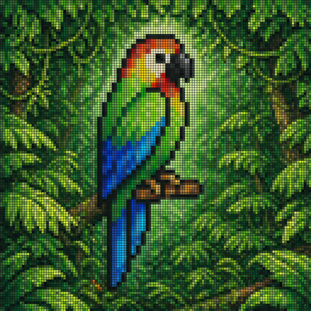 AI Prompt for Tropical Pixel Art Parrot Mosaic