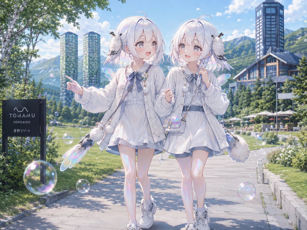 AI Prompt for Twin Soap Bubble Birds at Tomamu