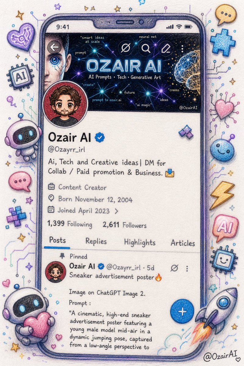 AI Prompt for Twitter Profile Doodle Art Anime Character Illustration