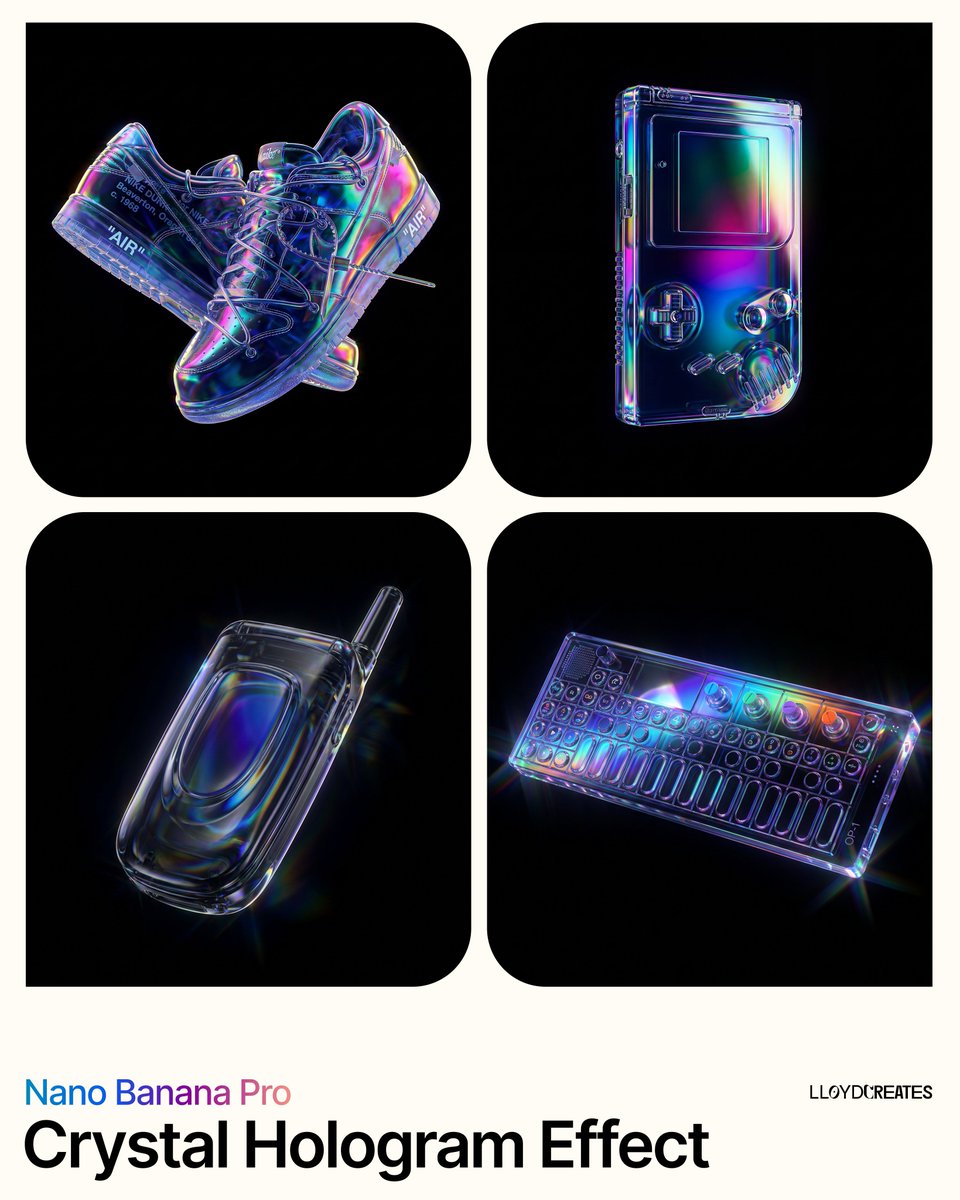 AI Prompt for Ultra-High-Fidelity Product Photography with Crystal Hologram Effect