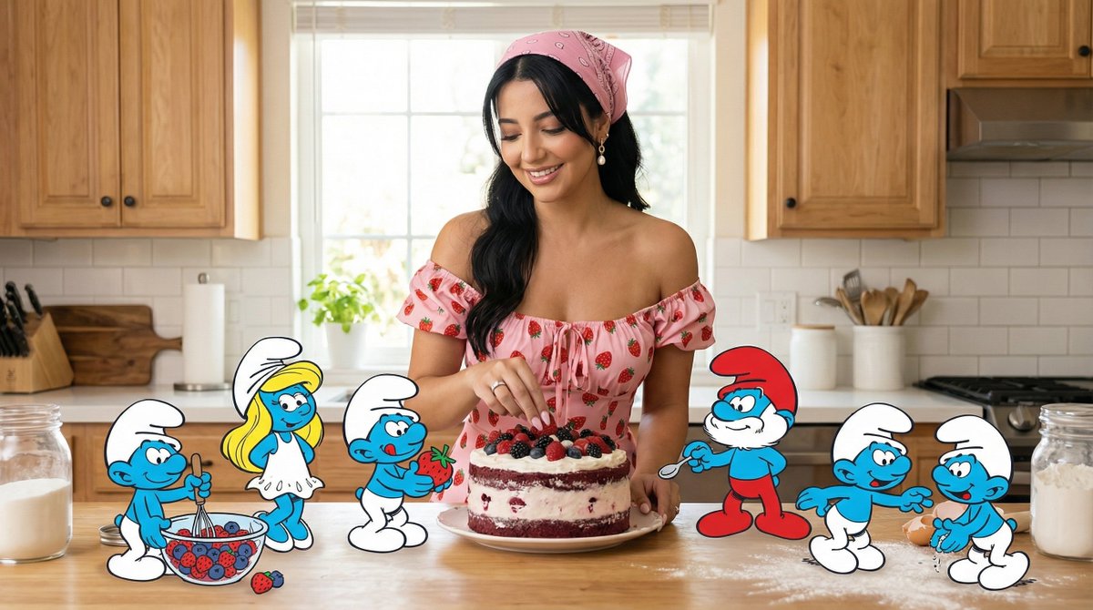 AI Prompt for Ultra-Realistic Cartoon Scene with Smurfs
