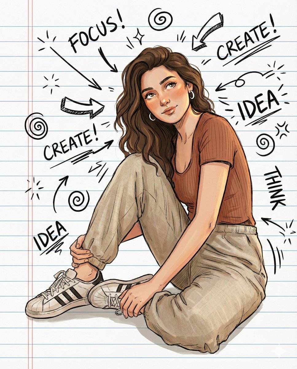 AI Prompt for Unique Illustrated Portraits with Notebook Backgrounds