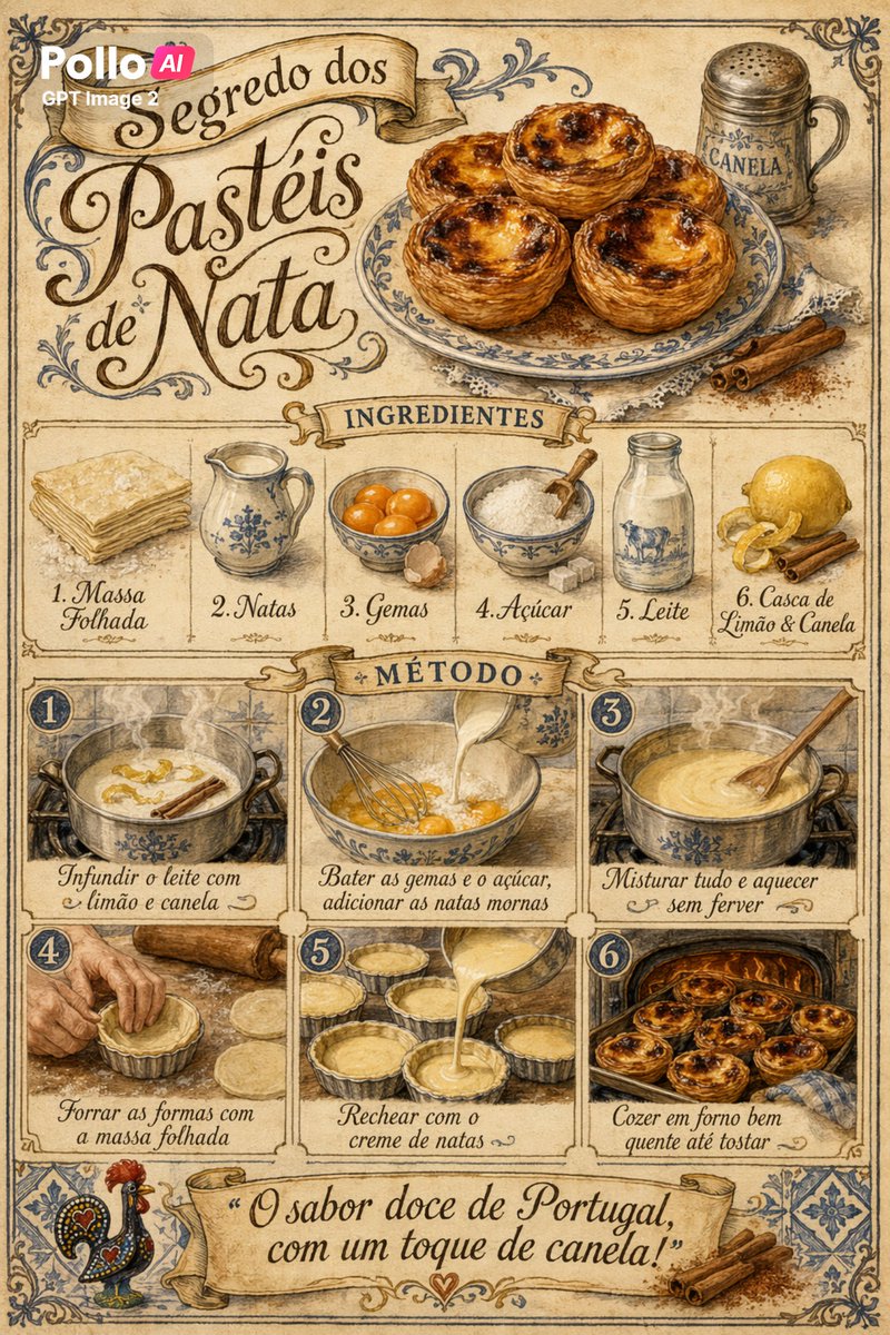 AI Prompt for Unique Vintage-Style Pastel de Nata Food Infographic Poster