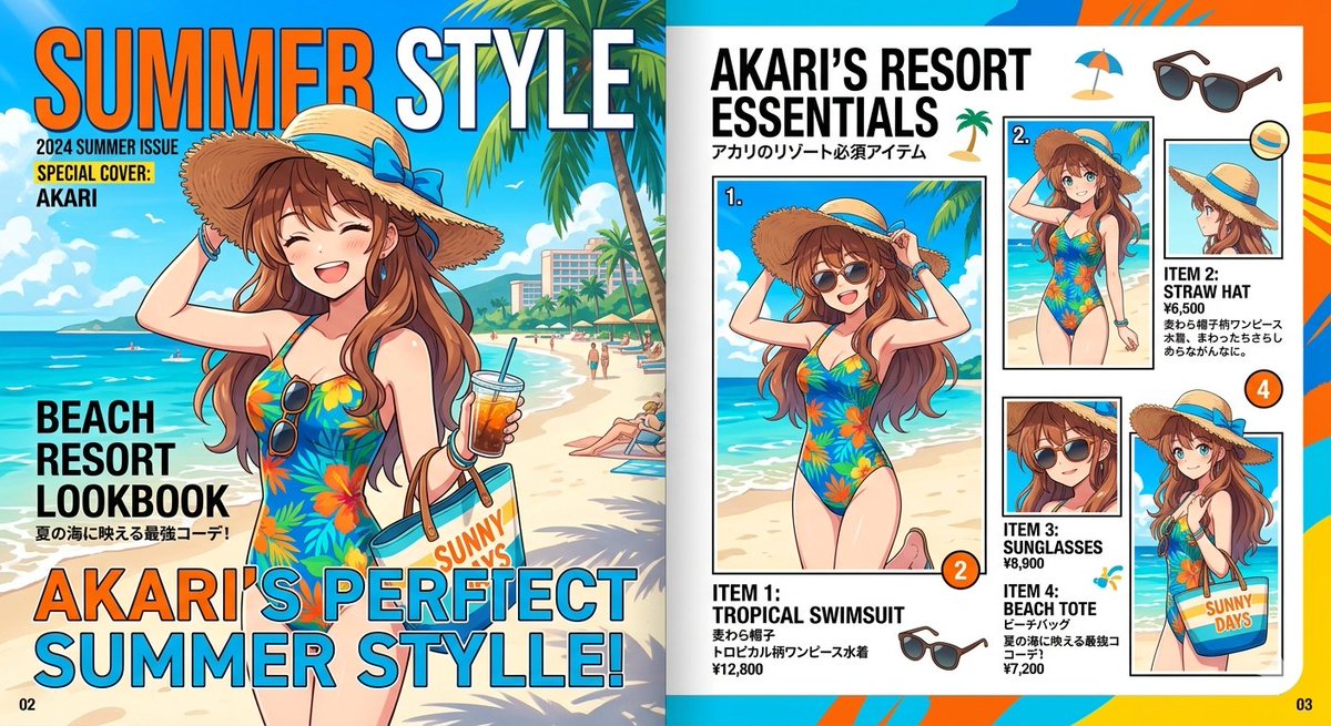 AI Prompt for Vibrant Anime Beach Resort Fashion Magazine Cover