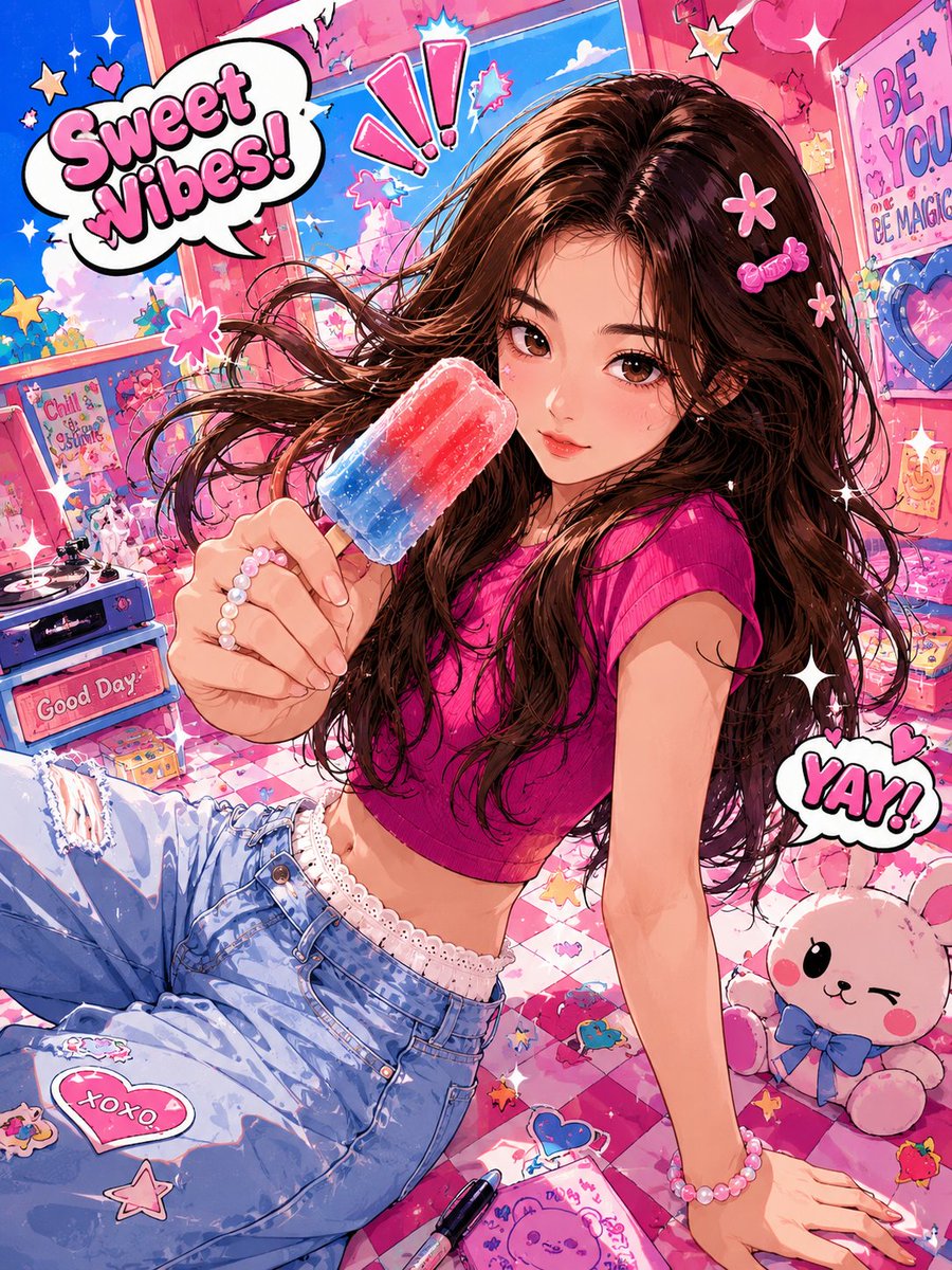 AI Prompt for Vibrant Anime Illustration with Exaggerated Poses