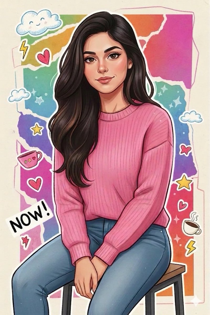 AI Prompt for Vibrant Sticker Art Style Portrait of Young Woman