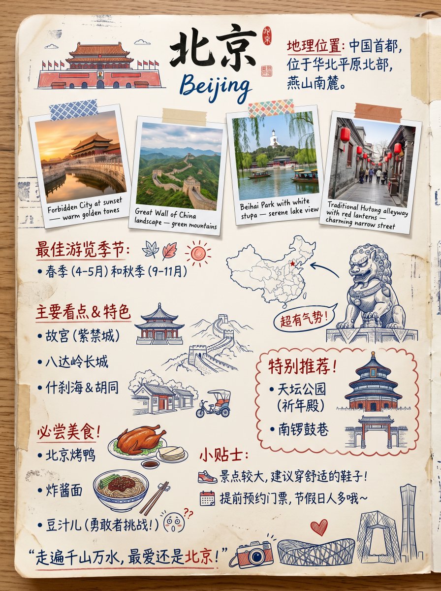 AI Prompt for Vintage Beijing Travel Infographic Poster