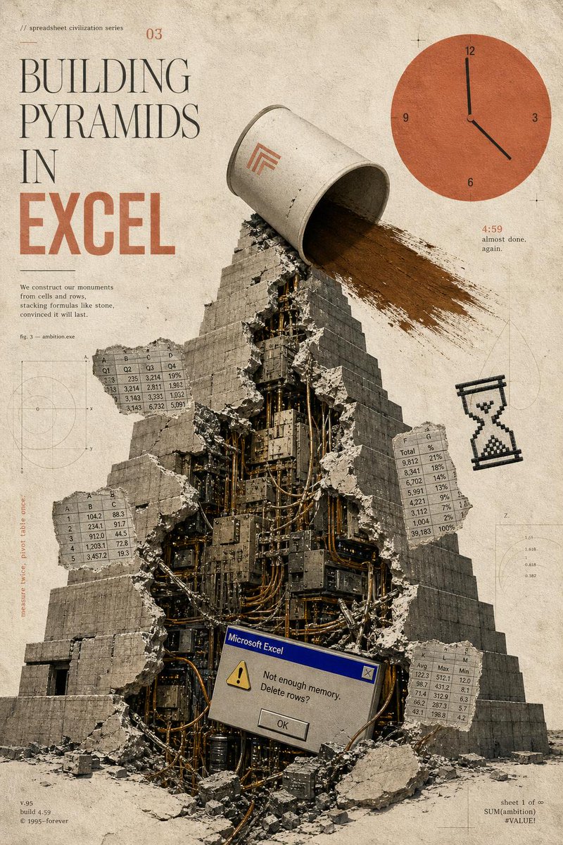 AI Prompt for Vintage Cyberpunk Excel Pyramid Poster