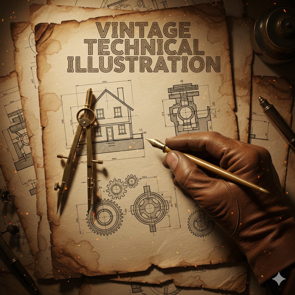 AI Prompt for Vintage Industrial Technical Illustration