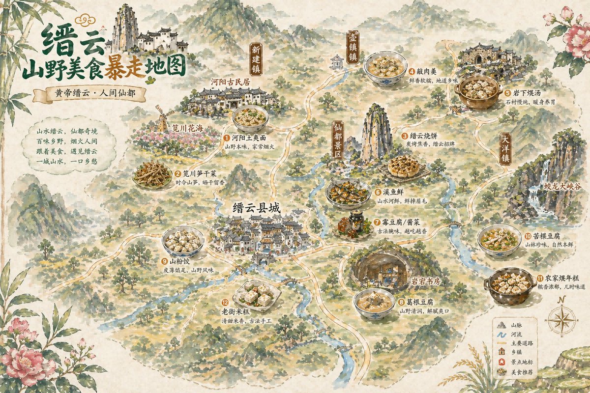 AI Prompt for Vintage-Inspired Chinese Food Culture Map Poster Design