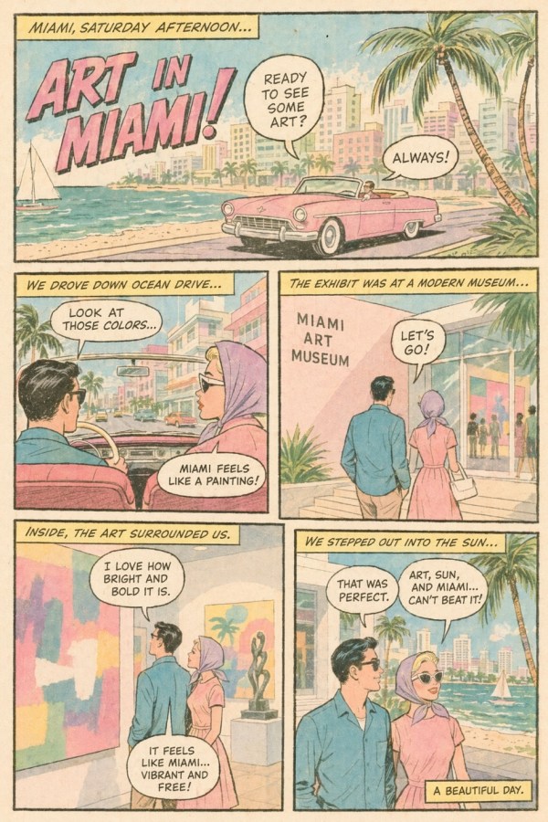 AI Prompt for Vintage Miami Art Comics