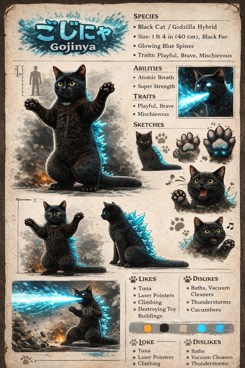 AI Prompt for Vintage-Style Creature Concept Reference Sheets